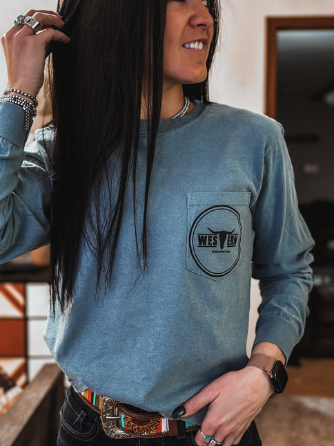 Brand Longsleeve Pocket T - Denim