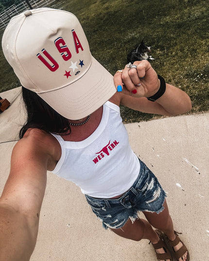 USA Hat - Cream