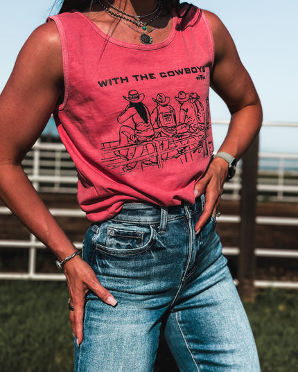 With the Cowboys Tank - Watermelon