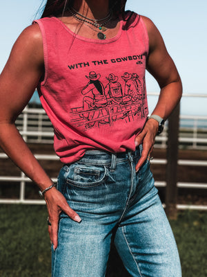 With the Cowboys Tank - Watermelon