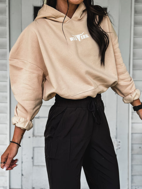 Brand Tri Rover Cinch Hoodie - Cream