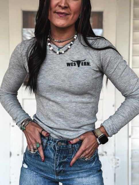 Brand Women's Knitted Thermal Longlseeve - Heather Grey