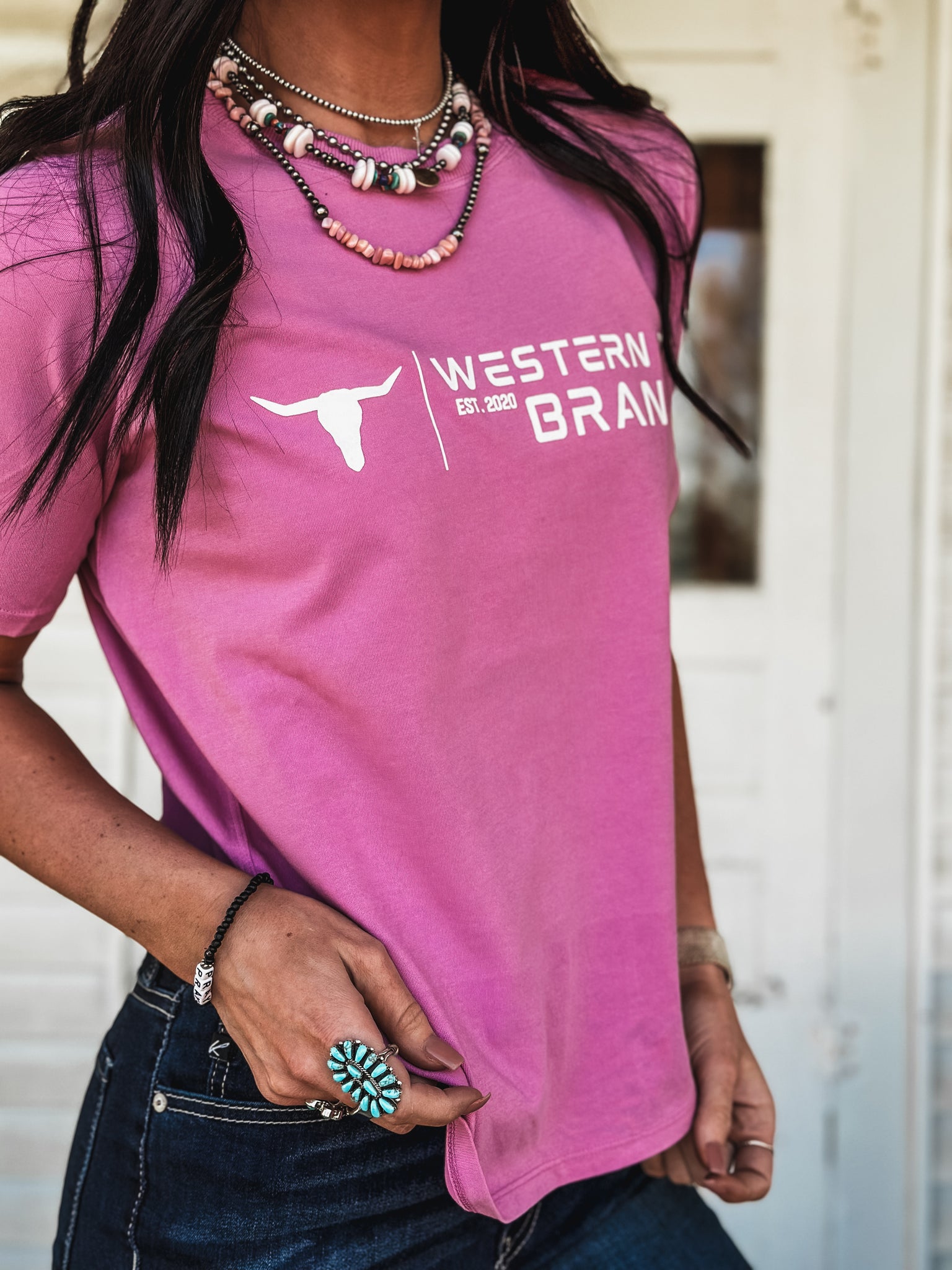 Western T Brand | Logo Boxy T - Flamingo Pink