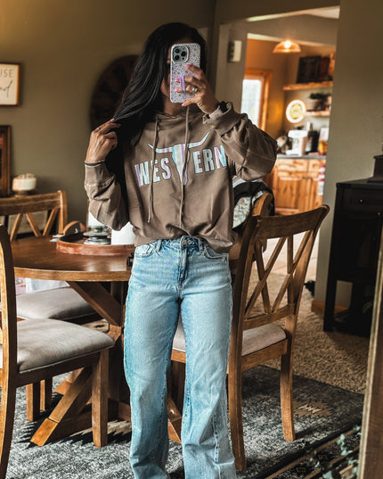 Brand Retro Stripes Logo Deadwood Hoodie - Mocha