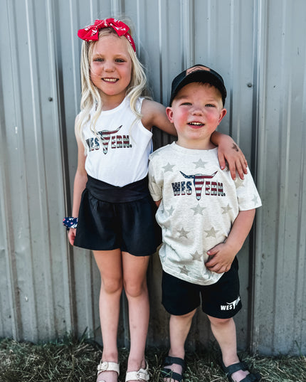 Brand Logo Flag Kids Cream Stars T