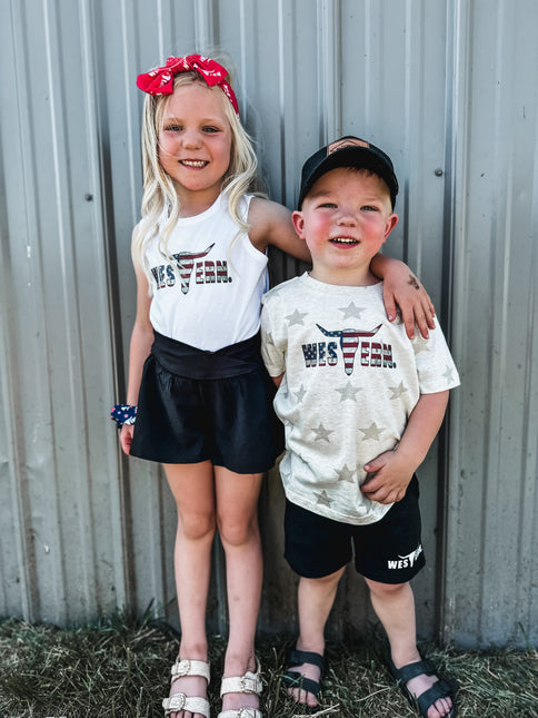 Brand Logo Flag Kids Cream Stars T