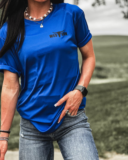 Brand Logo Athletic Tee - Blue