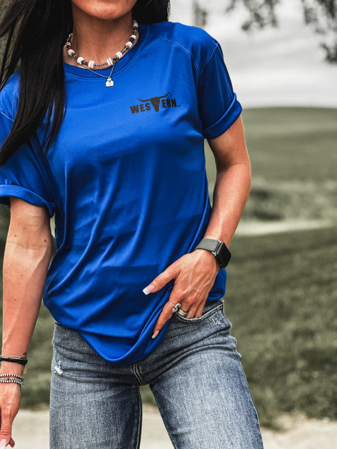 Brand Logo Athletic Tee - Blue