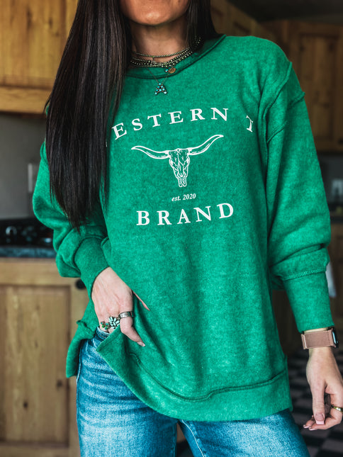 Brand WTB Longhorn Brushed Crew Sweater - Green