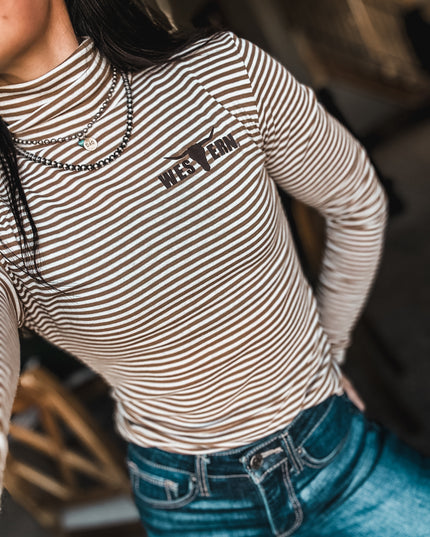 Brand Stripe Longsleeve Turtleneck - Brown