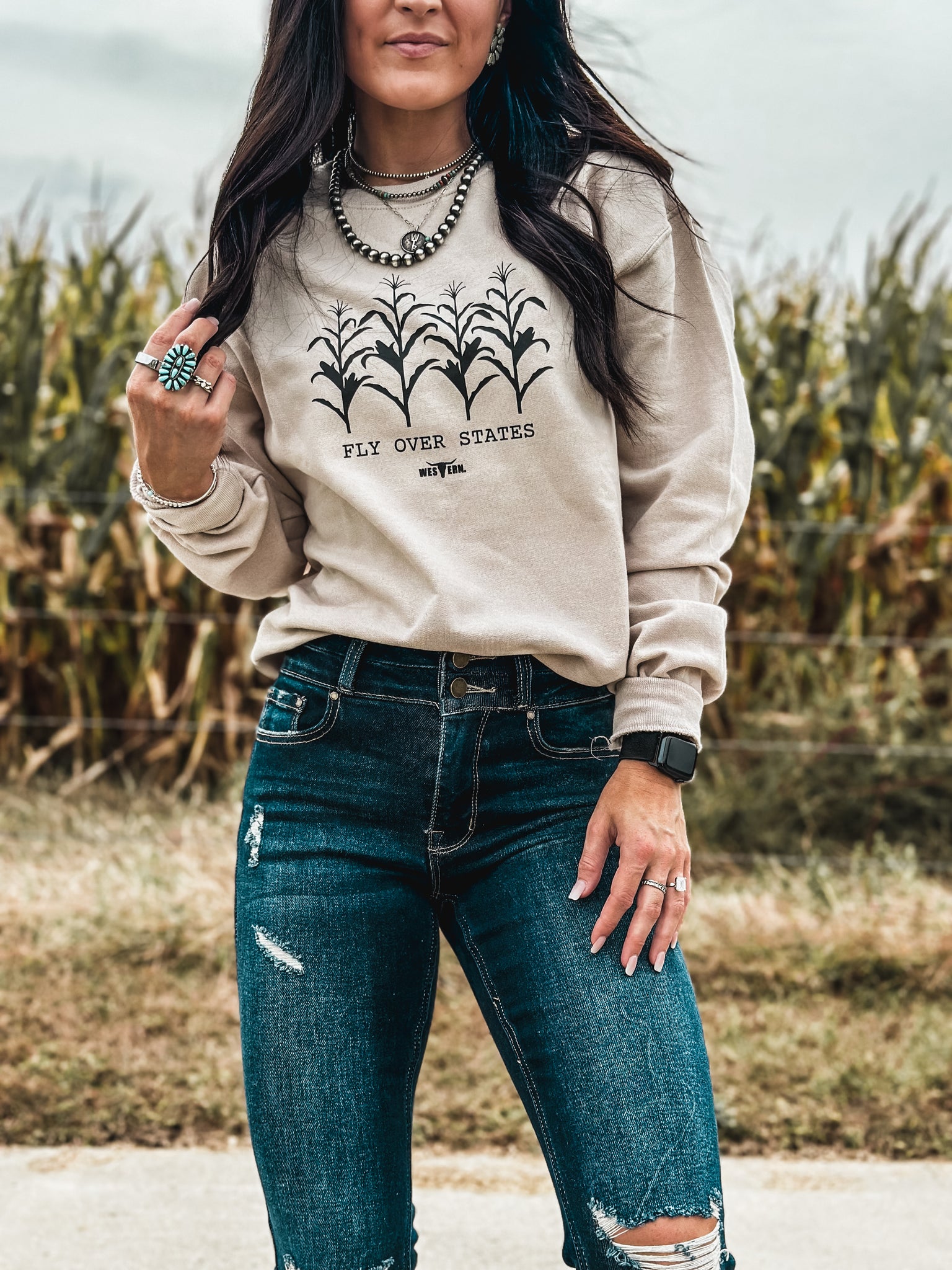 Fly Over States Crew - Cream