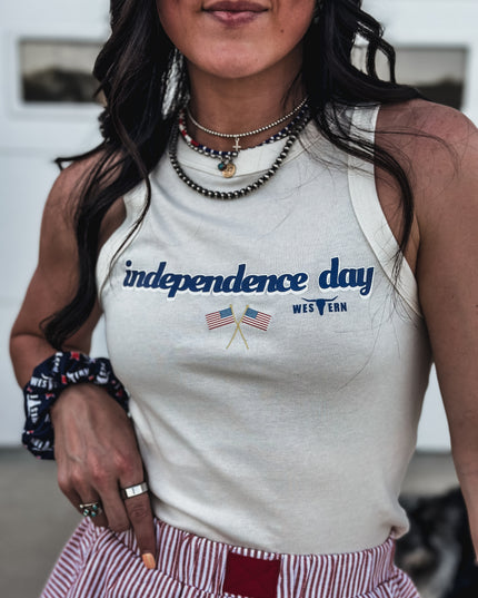 Independence Day Racer Tank - Bone