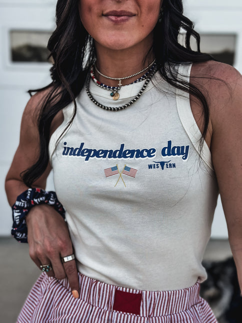 Independence Day Racer Tank - Bone