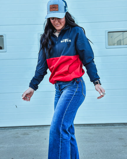 Brand Scuba 1/4 Zip Windbreaker  - Navy/Red