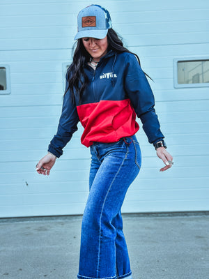 Brand Scuba 1/4 Zip Windbreaker  - Navy/Red