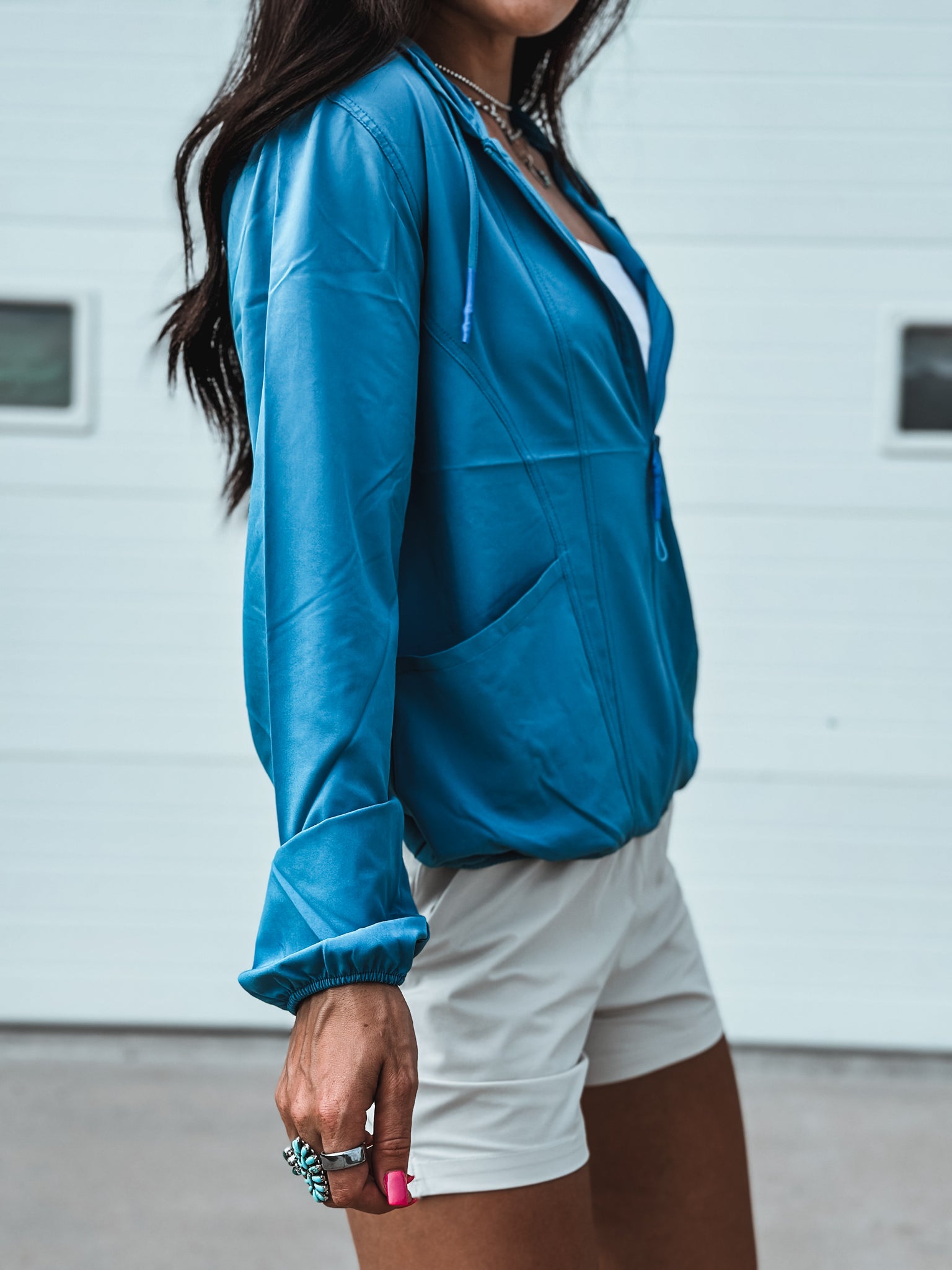 Brand Breezy Jacket - Aqua Blue