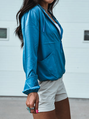 Brand Breezy Jacket - Aqua Blue