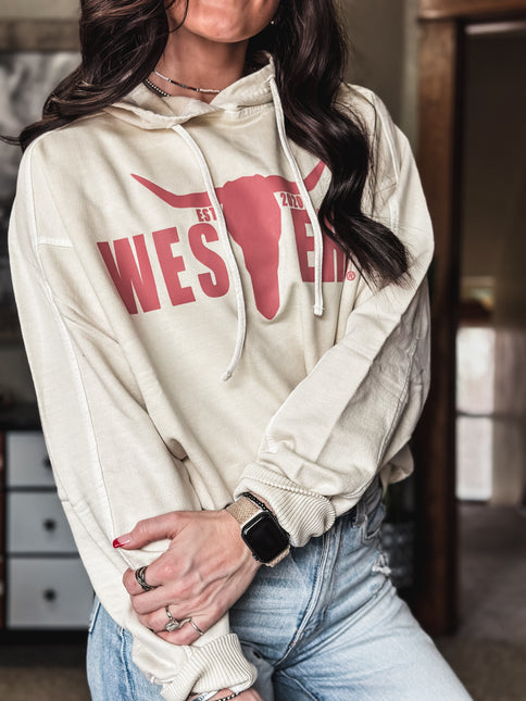 Brand Rose Logo Deadwood Hoodie - Cream