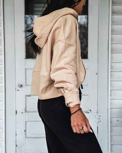 Brand Tri Rover 1/2 Zip Hoodie - Cream