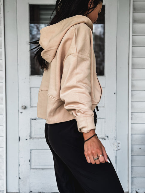 Brand Tri Rover 1/2 Zip Hoodie - Cream