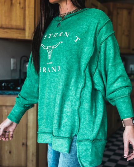 Brand WTB Longhorn Brushed Crew Sweater - Green