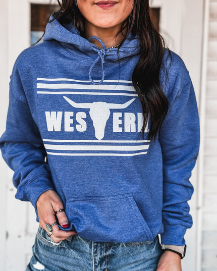 Brand Hoodie Heather Cobalt Blue