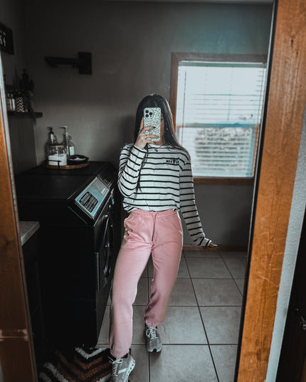 Brand Striped Basic Longsleeve - Black