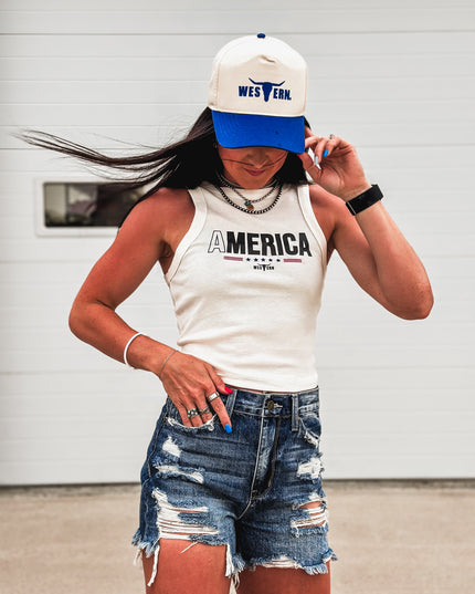 A-MERICA Racer Tank - Bone