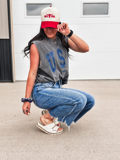 USA [block letters] Muscle Tank
