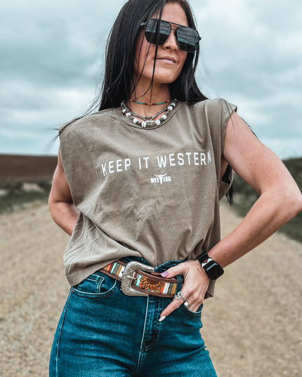 Keep It Western Cap Sleeve Tank - Mocha