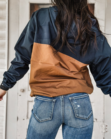 Brand Scuba Windbreaker Full Zip Jacket - Navy/Camel