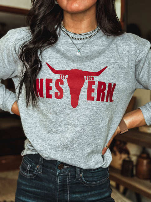 Brand Logo Jersey Longsleeve Heather Grey/Red