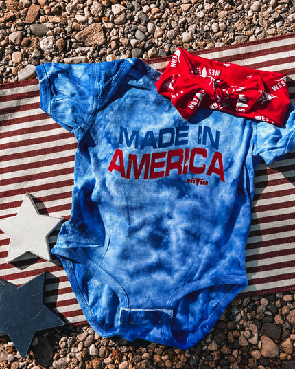 Made in America Onesie - Blue Tie Dye