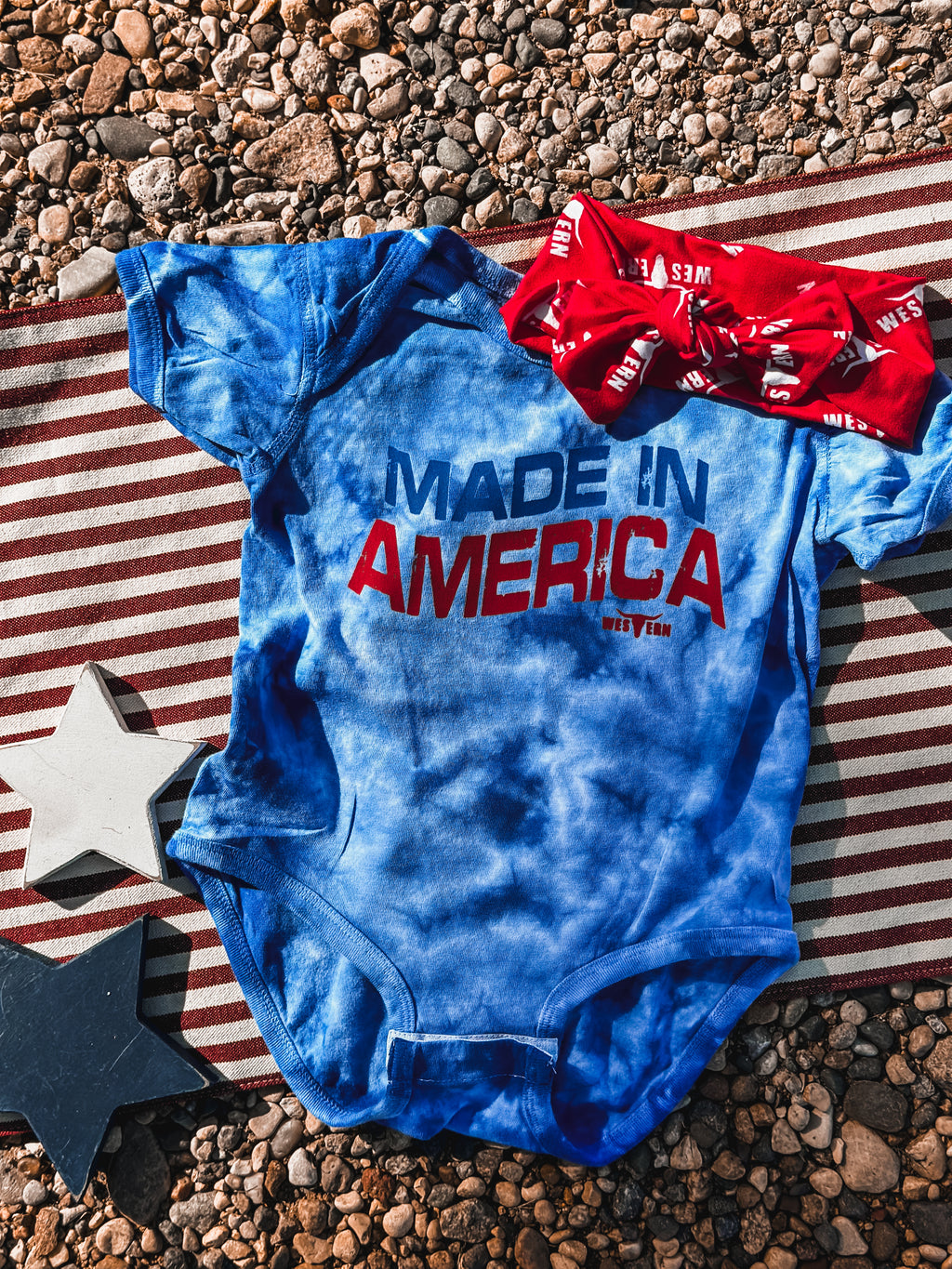 Made in America Onesie - Blue Tie Dye