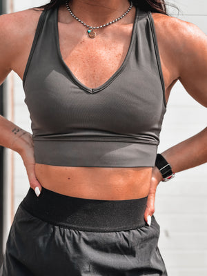 Brand Hi-Tek Crop Tank - Charcoal