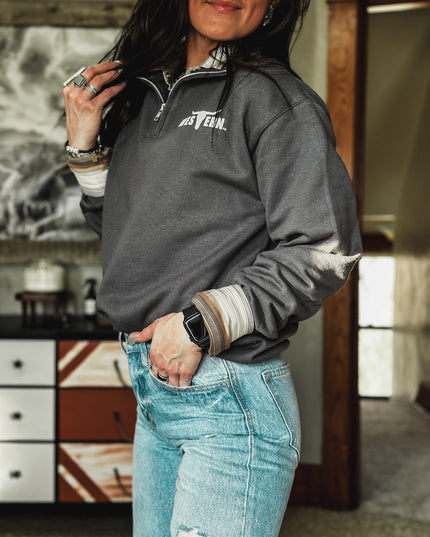 Brand 1/4 Zip Charcoal Grey