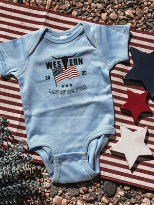 Brand Logo Flag Onesie - Baby Blue