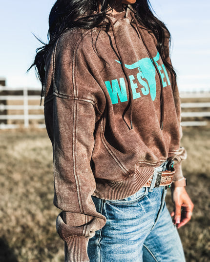 Brand Jersey Hoodie - Mocha/Turq