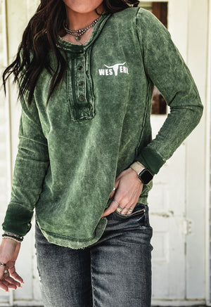 Brand Bozeman Button Longsleeve - Evergreen