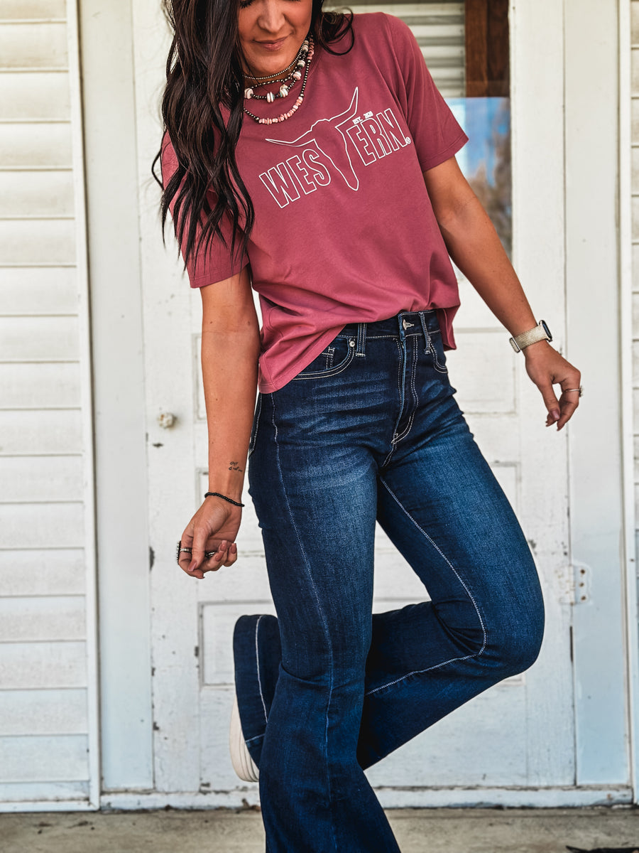 Brand Outline Logo Boxy T - Rouge – Western T Brand LLC