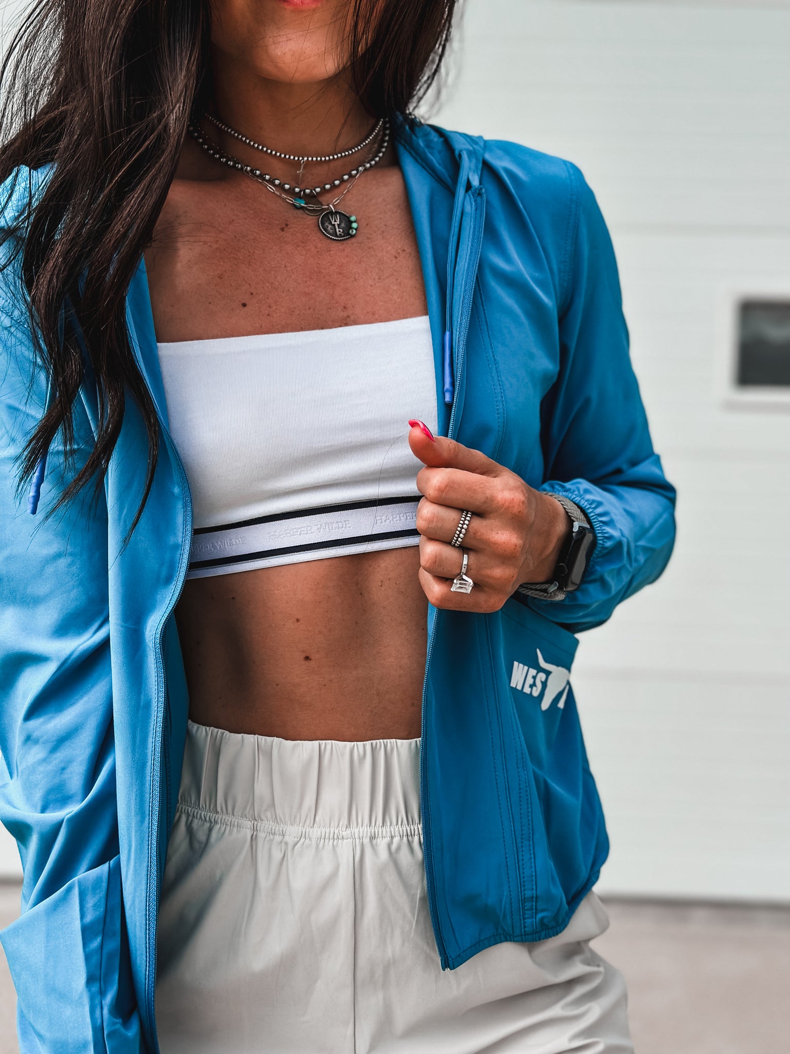 Brand Breezy Jacket - Aqua Blue