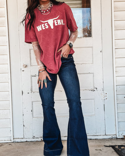 Brand Oversized T - Brick/Cream