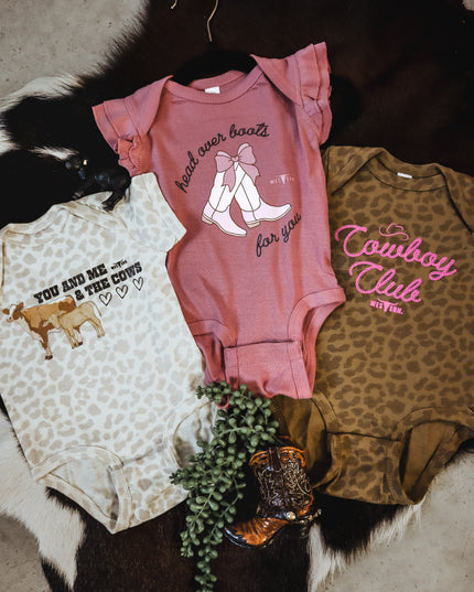Cowboy Club (Pink) Onesie - Brown Leopard