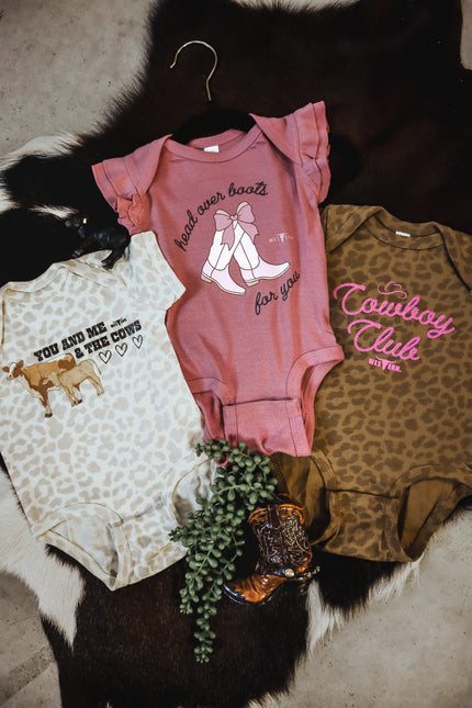 Cow Valentine Onesie - Natural Leopard