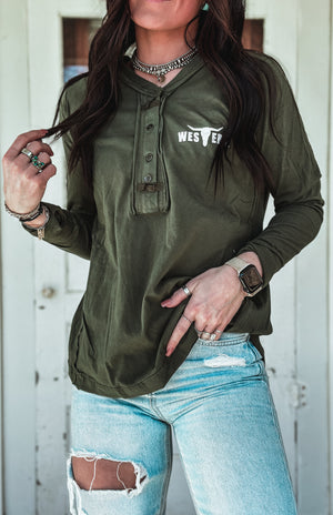 Brand Bozeman Button Longsleeve - Army