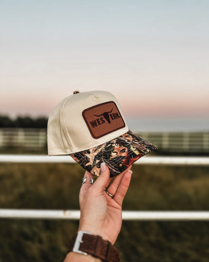 Brand Logo Embroidered Patch Hat - Camo Woods/Cream