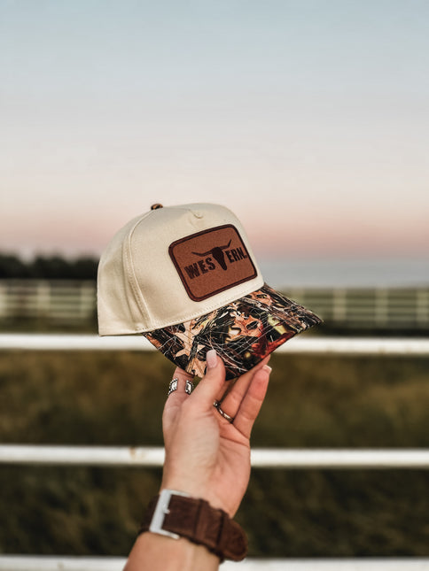 Brand Logo Embroidered Patch Hat - Camo Woods/Cream