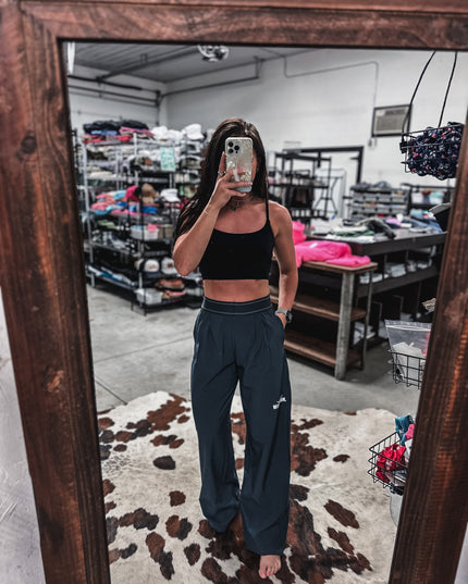 Brand Barre Wide Leg Active Sweats - Charcoal