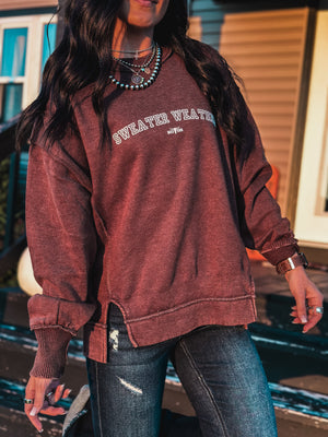 Sweater Weather Crew Sweater - Mahogany