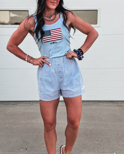 United States Flag Baby Tank - Light Blue